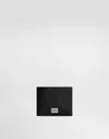Dolce & Gabbana Calfskin Wallet With Coin Pocket And Logo Tag In Black