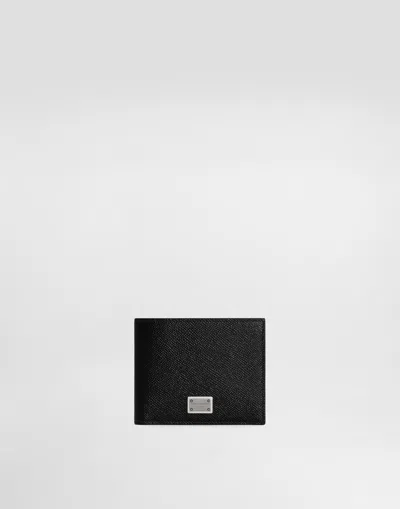 Dolce & Gabbana Calfskin Wallet With Coin Pocket And Logo Tag In Black