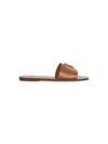 Dolce & Gabbana Women Camel Calf Leather Bianca Slides In Multi
