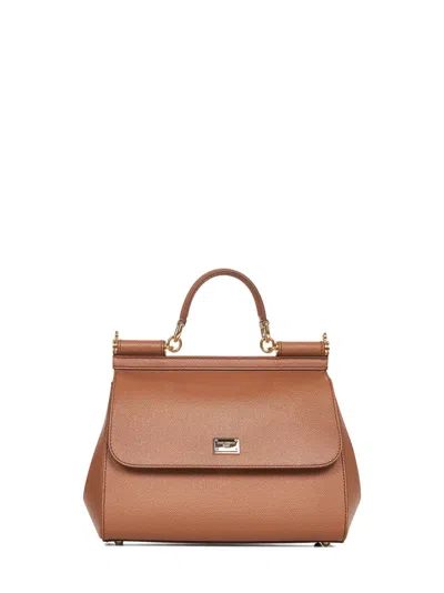 DOLCE & GABBANA CAMEL LARGE SICILY HANDBAG