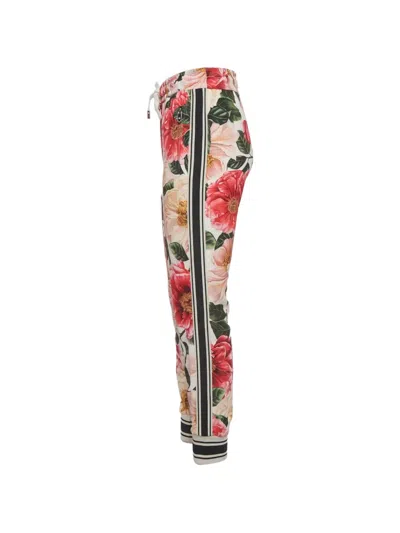 Pre-owned Dolce & Gabbana Camellia-print Joggers In Neutrals