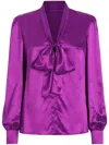 Dolce & Gabbana Pussy-bow Silk-chiffon Blouse In Porpora