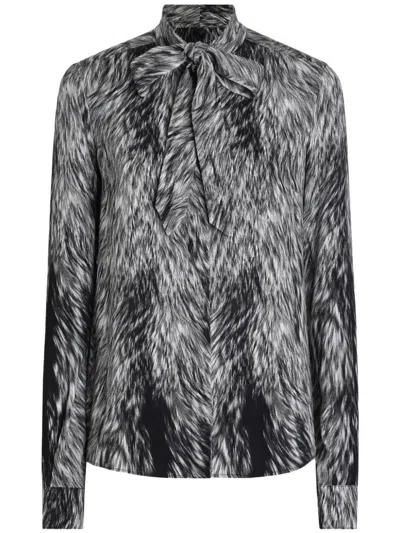 Dolce & Gabbana Camicia Con Nodo St Pelliccia In Pelliccia Fdo.grigio