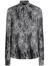 Dolce & Gabbana Fur-print Charmeuse Shirt With Pussy-bow In Vq Grigio