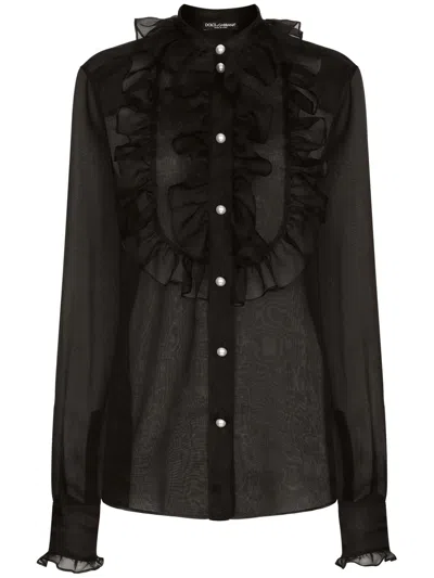 Dolce & Gabbana Camicia In Organza In Black