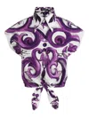 Dolce & Gabbana Cotton Shirt With Maiolica Print In Purple