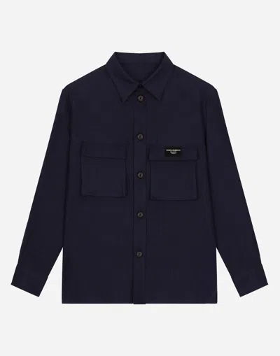 Dolce & Gabbana Camicia Manic. Lunga In Blu Scuro