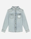 Dolce & Gabbana Boys Light Blue Chambray Shirt In Blue