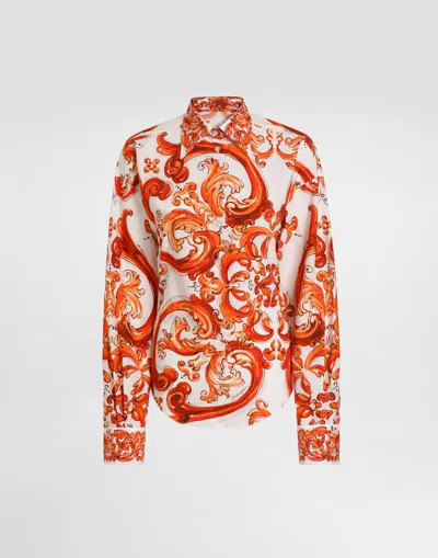 Dolce & Gabbana Poplin Shirt In Orange