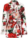 Dolce & Gabbana Floral Print Pyjama Shirt In Pd Rose Bianco