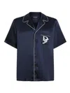 Dolce & Gabbana Blue Silk Short Sleeve Shirt In Azul