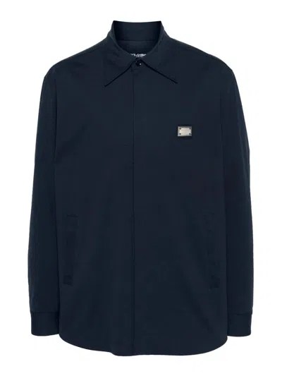 Dolce & Gabbana Logo-plaque Shirt Jacket In Blue