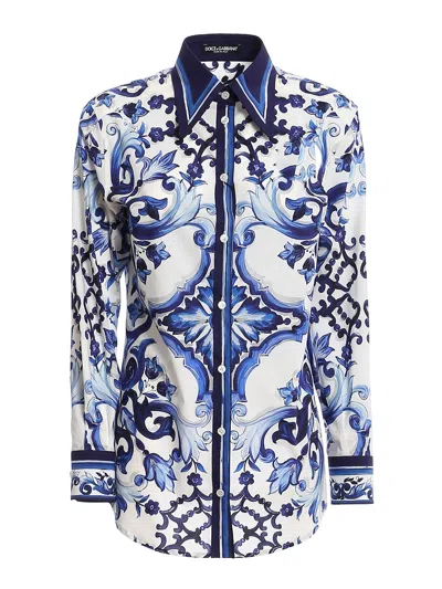 Dolce & Gabbana Majolica Printed Shirt In White