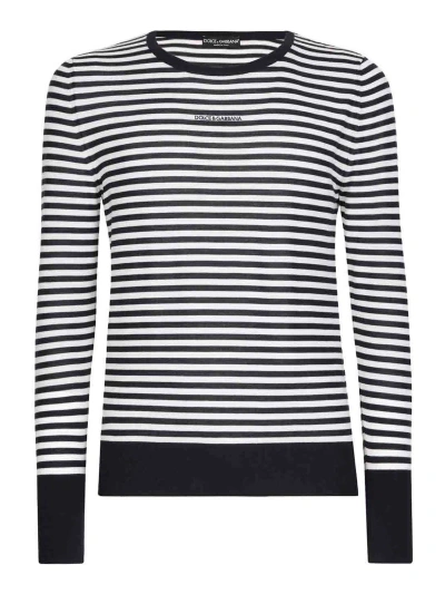Dolce & Gabbana Knitted Striped Shirt In White