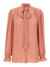 Dolce & Gabbana Silk Shirt With Puff Shoulders And Bow Detail