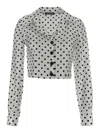 Dolce & Gabbana Dg Polka-dot Print Notch-collar Silk Twill Shirt In Light Pink