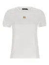 Dolce & Gabbana White T-shirt With Dg Logo On The Front Finished With Rhinestones