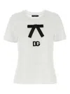 Dolce & Gabbana White T-shirt With Bow On The Front And Dg Logo In White