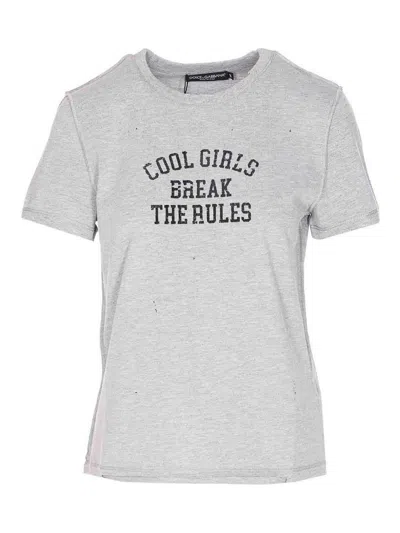 Dolce & Gabbana Printed T-shirt In Gold