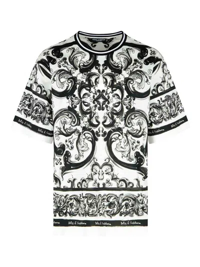 Dolce & Gabbana Short-sleeved Majolica Print Cotton T-shirt