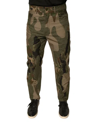 Dolce & Gabbana Camouflage Cotton Cargo Pants In Multi