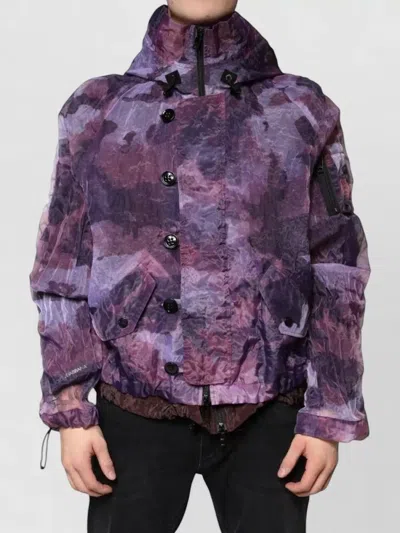 Dolce & Gabbana Camouflage Hooded Mens Outdoor Blouson Jacket In Purple