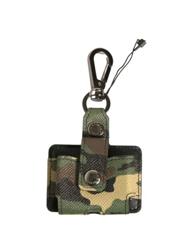Dolce & Gabbana Camouflage Leather Key Case In Multicolor