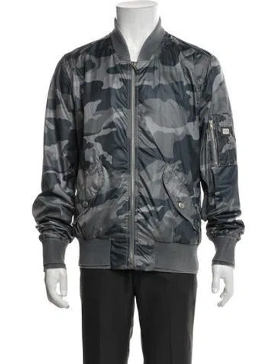 Pre-owned Dolce & Gabbana Camouflage Print Bomber Jacket In Grey