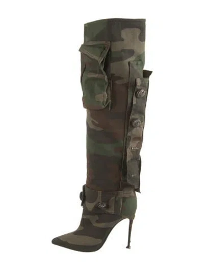 Pre-owned Dolce & Gabbana Camouflage Print Boots In Green