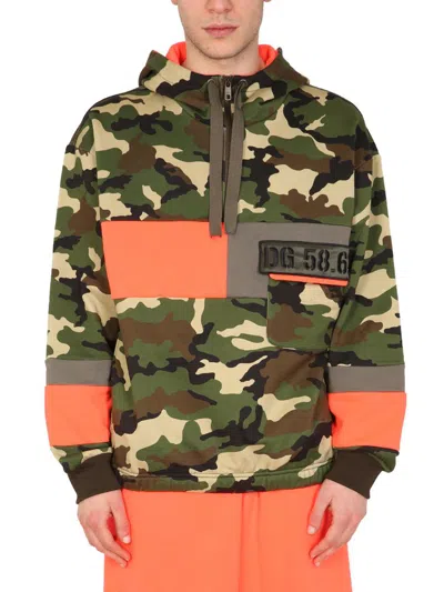 Dolce & Gabbana Camouflage-print Panelled Hoodie In Multicolor