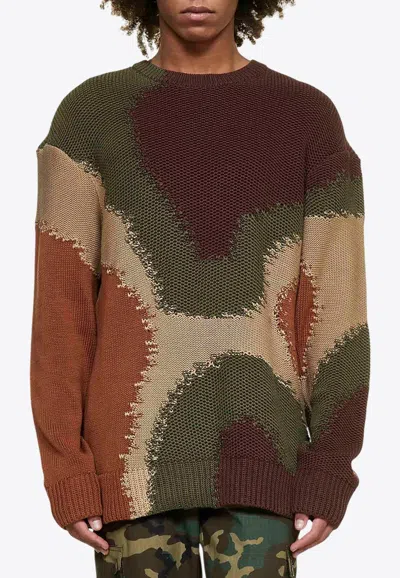 Dolce & Gabbana Camouflage Ribbed Knit Sweater In Multicolor