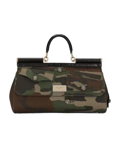 Dolce & Gabbana Camouflage Tote Bag In Black