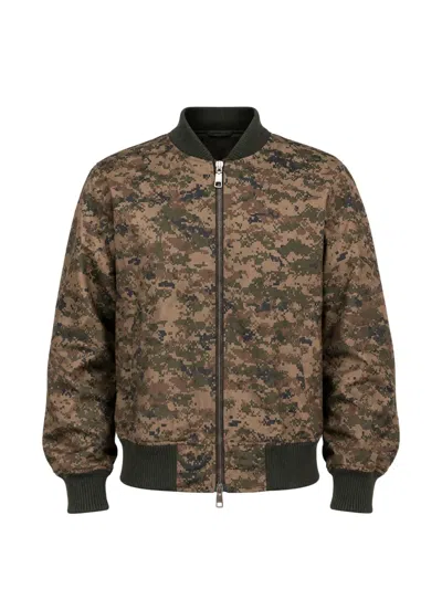 Dolce & Gabbana Camouflage Bomber Jacket Cotton Blend Zip In Brown