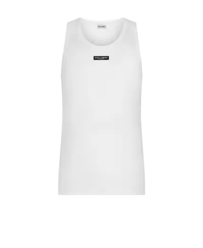 DOLCE & GABBANA CANOTTA COTONE BIELASTICO ETICHETTA LOGO