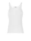 Dolce & Gabbana Classic Fit Cotton Blend Tank Top With Ribbed Texture In White