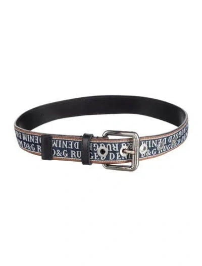 Pre-owned Dolce & Gabbana Babies' Canvas And Leather Belt In Black/blue