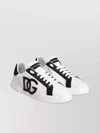 Dolce & Gabbana Portofino Light Strobel Sneakers In Canvas And Calfskin In White