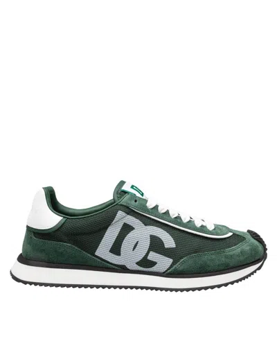 Dolce & Gabbana Canvas And Suede Sneakers In Green