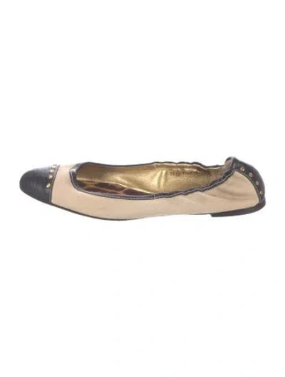 Pre-owned Dolce & Gabbana Canvas Animal Print Ballet Flats In Neutral