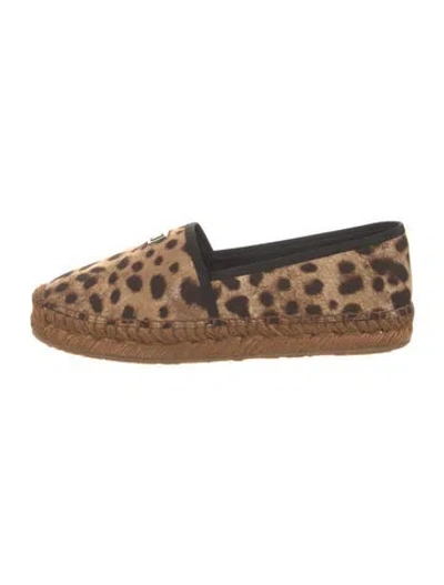 Pre-owned Dolce & Gabbana Canvas Animal Print Espadrilles In Brown
