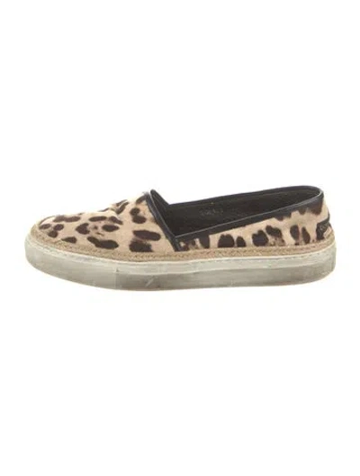 Pre-owned Dolce & Gabbana Canvas Animal Print Espadrilles In Neutral