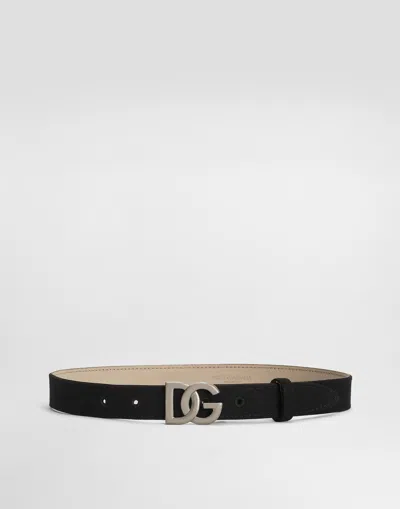 Dolce & Gabbana Canvas Belt With Dolce&gabbana Logo In Black