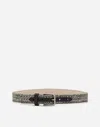 Dolce & Gabbana Canvas Belt With Dolce&gabbana Logo Print In Beige