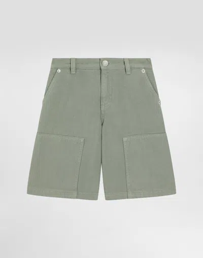 Dolce & Gabbana Kids' Canvas Bermuda Shorts In Green
