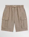 Dolce & Gabbana Canvas Cargo Shorts With Dolce&gabbana Logo In Beige