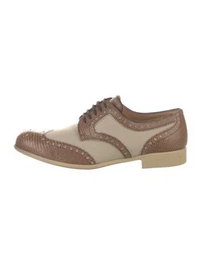 Pre-owned Dolce & Gabbana Canvas Colorblock Pattern Oxfords In Neutral