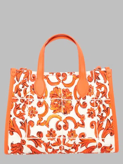 Dolce & Gabbana Canvas Cotton Shoulder Bag In Orange