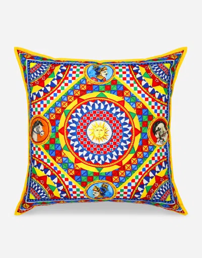 Dolce & Gabbana Canvas Cushion Extra Large In Multicolor