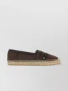 Dolce & Gabbana Canvas Denim Logo-patch Slip-on Espadrilles In Brown