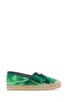 Dolce & Gabbana Printed Round Toe Espadrilles With Leaf Print In Brown